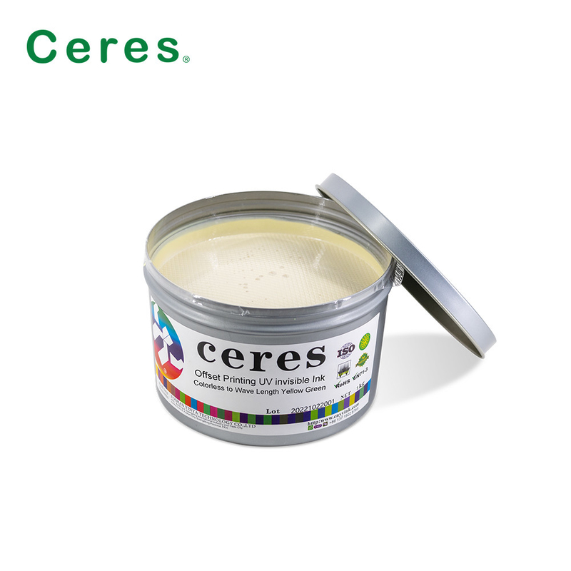 Offset / Ekran / Flexo Baskı Güvenlik Belgeler için UV Görünmez Mürekkep Sarı Yeşil Renk