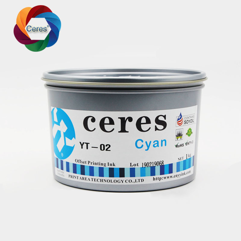 CERES Yüksek Konsantrasyonlu Toksik Olmayan UV Ofset Baskı Mürekkebi Kağıt İçin CMYK Renk 1kg/kutu