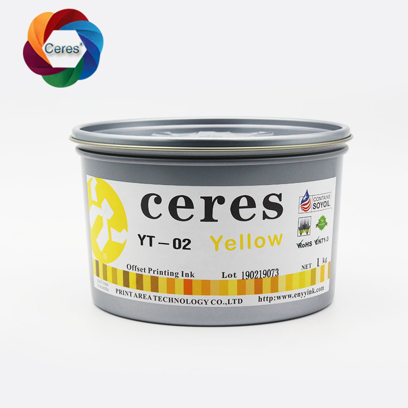 CERES Yüksek Konsantrasyonlu Toksik Olmayan UV Ofset Baskı Mürekkebi Kağıt İçin CMYK Renk 1kg/kutu