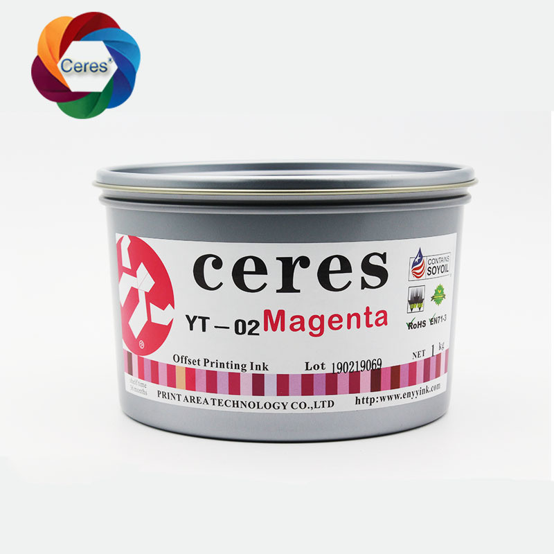 CERES Yüksek Konsantrasyonlu Toksik Olmayan UV Ofset Baskı Mürekkebi Kağıt İçin CMYK Renk 1kg/kutu