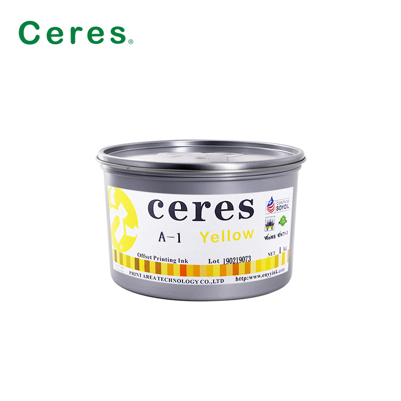 Ceres A-1 Zehirli olmayan Yüksek Parlaklık 2 Yıllık raf ömrü Soya Fasulyesi Offset CMYK Renkli Baskı Mürekkebi