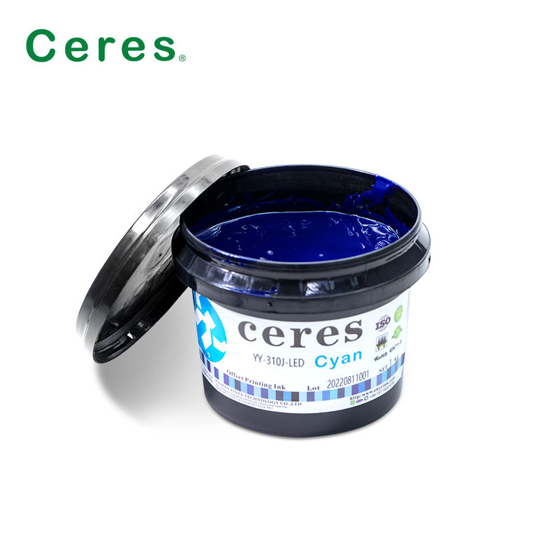 Ceres YY-310 UV LED Offset Mürekkep 100 ~ 150um Kalınlığı ve CMYK Pantone Renkleri Yüksek Kaliteli Baskı için