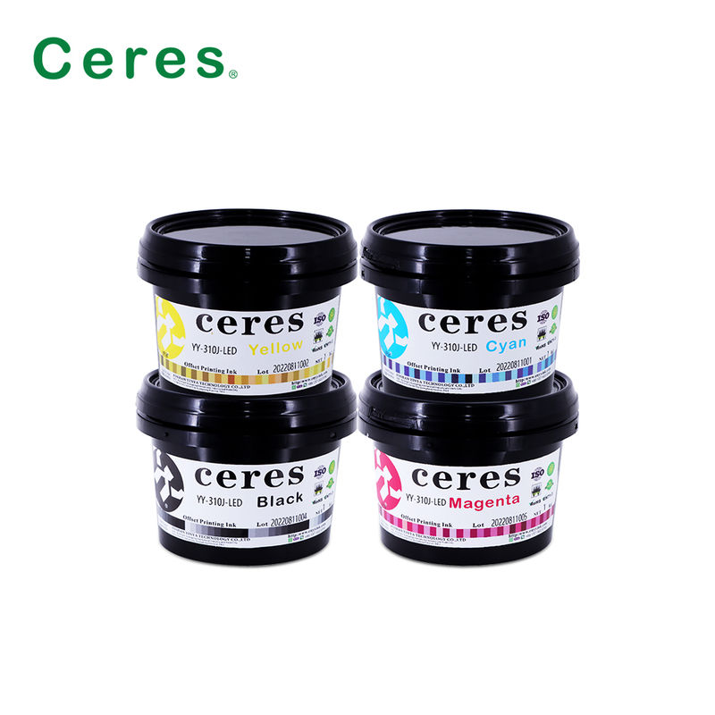 Ceres YY-310 UV LED Offset Mürekkep 100 ~ 150um Kalınlığı ve CMYK Pantone Renkleri Yüksek Kaliteli Baskı için