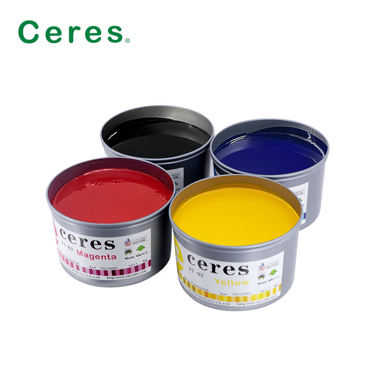 Ceres YT-03 Hızlı Kurutma Çevre Dostu Yüksek Parlaklıklı Soya Offset Mürekkebi CMYK Baskı için