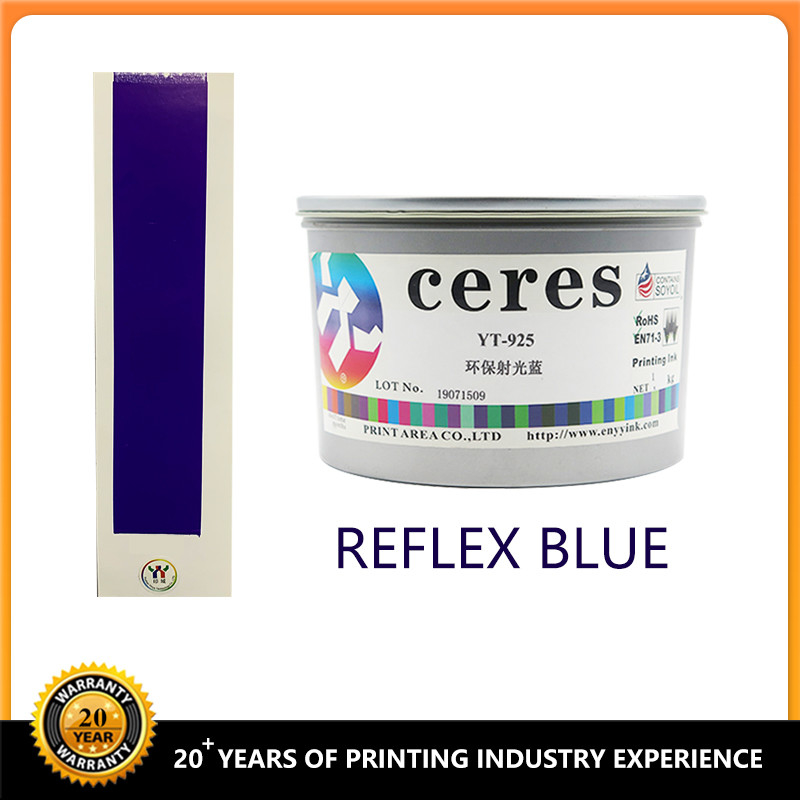1 Kg Kutusu UV Offset Baskı Mürekkebi CMYK Refleks Mavi Nokta Renk Mürekkep Solvent Üslü